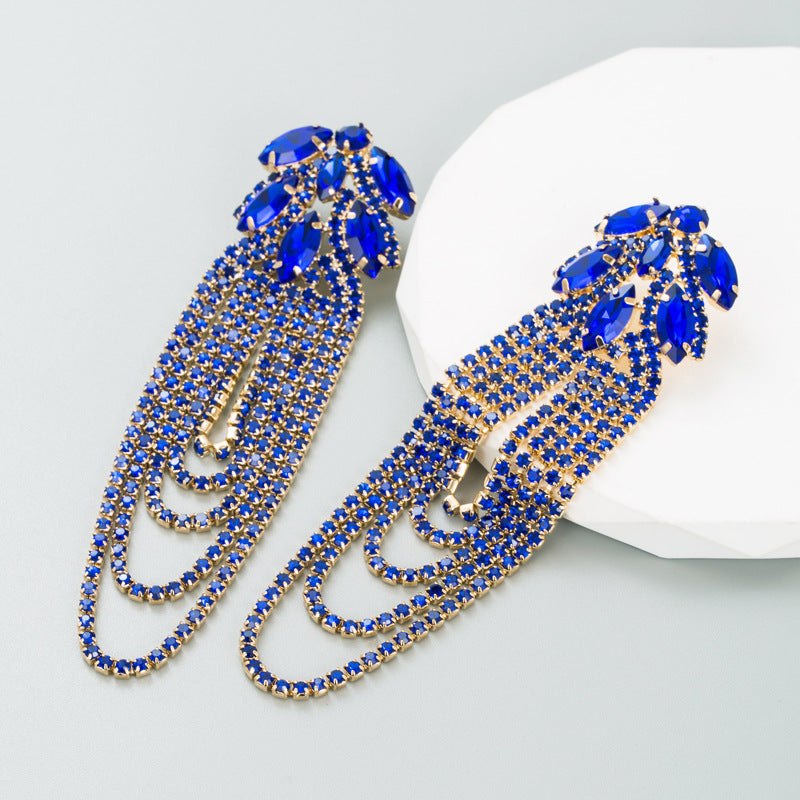 Wholesale Alloy Diamond Chain Tassel Earrings